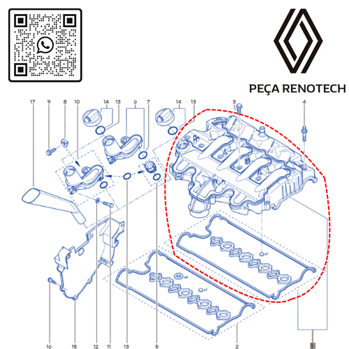 RN 714033-X 8200714033 TAMPA DE VALVULAS MOT 2.5 16V G9U MASTER CJUNTA IMP 4